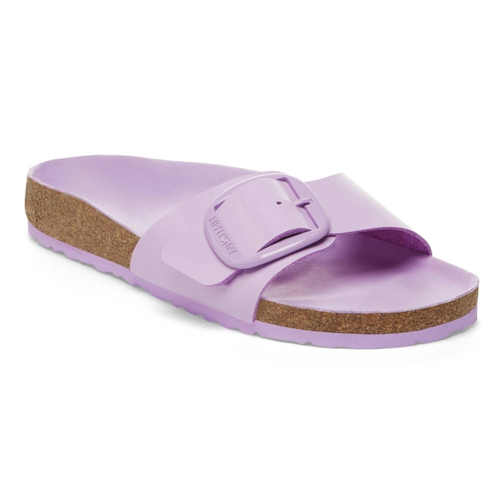 Birkenstock.NEW! Crocus Color High Shine Lavender Leather Fondant Gloss  Sandal. - Picture 2 of 6